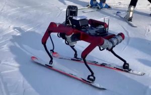 Amazing 6-Legged Robot Expertly Skis Down A Slope