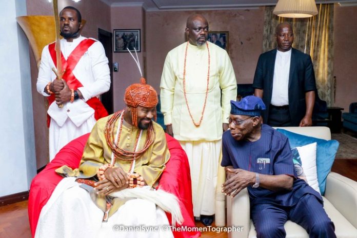 Obasanjo Receives The Olu Of Warri, Ogiame Atuwatse (Photos)