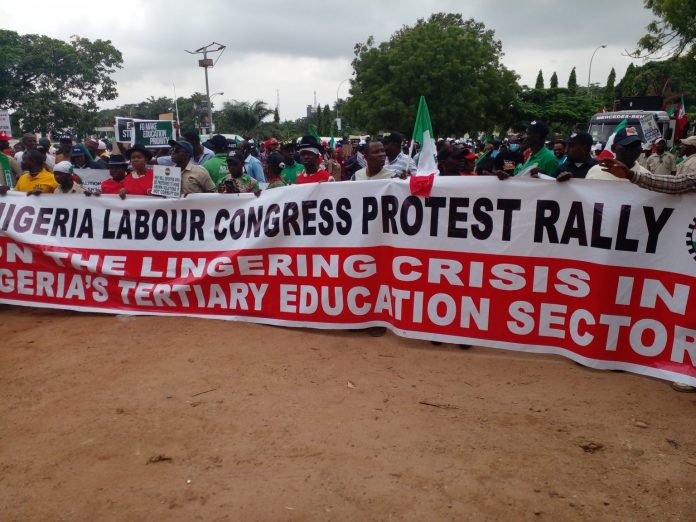 ASUU: Labour unions kick-off fresh mega rally in Abuja over varsities strike