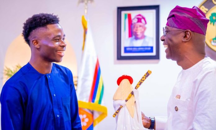 Lagos Governor, Babajide Sanwo-Olu, Meets Arsenal Star Bukayo Saka