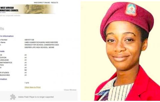 Kamsiyochukwu Umeh: Best UTME candidate clears WASSCE result with 8 A1