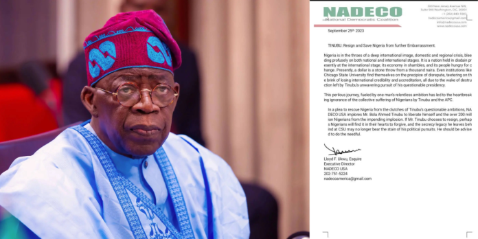 Resign And Save Nigeria From Further Embarrassment — National Coalition, NADECO Urges President Tinubu