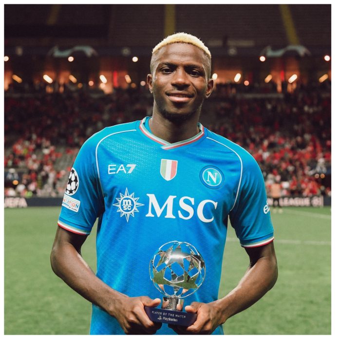 UCL: Osimhen wins Man of the Match in Napoli’s victory at Braga