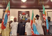 President Tinubu Presents Flags to Bayelsa, Imo and Kogi APC Guber Candidates