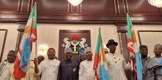 President Tinubu Presents Flags to Bayelsa, Imo and Kogi APC Guber Candidates