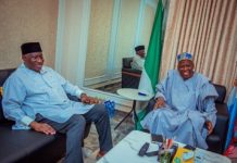 Goodluck Jonathan visits APC chairman, Ganduje in Abuja