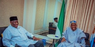 Goodluck Jonathan visits APC chairman, Ganduje in Abuja