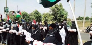 El-Zakzaky’s supporters carry ‘dead babies’ in protest against Gaza invasion