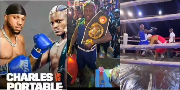 Singer Portable beats Charles Okocha in celebrity boxing match