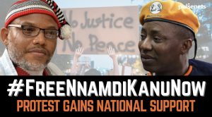 FreeNnamdiKanuNow-300x166 #FreeNnamdiKanuNow Protest: Nigerian Govt Has No Respect for Human Rights — Amnesty International