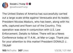 607966633_1204541075200827_3238818726851870947_n-300x216 BREAKING: U.S. Military Strikes Venezuela, Captures President Nicolás Maduro and First Lady