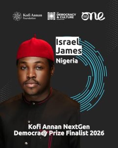 NDC's Israel James Named Finalist for 2026 Kofi Annan NextGen Democracy Prize